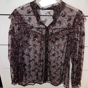 Zara Long Sleeve Sheer Flower Top